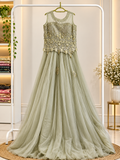 Sage Green Embroidered Gown