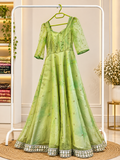 Lime Green Mirror Work Gown