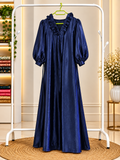 Navy Blue Satin Maxi Dress
