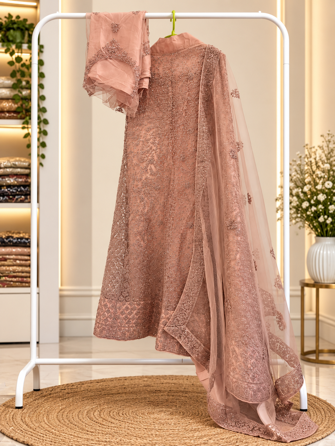 Dusty Rose Embroidered Lehenga
