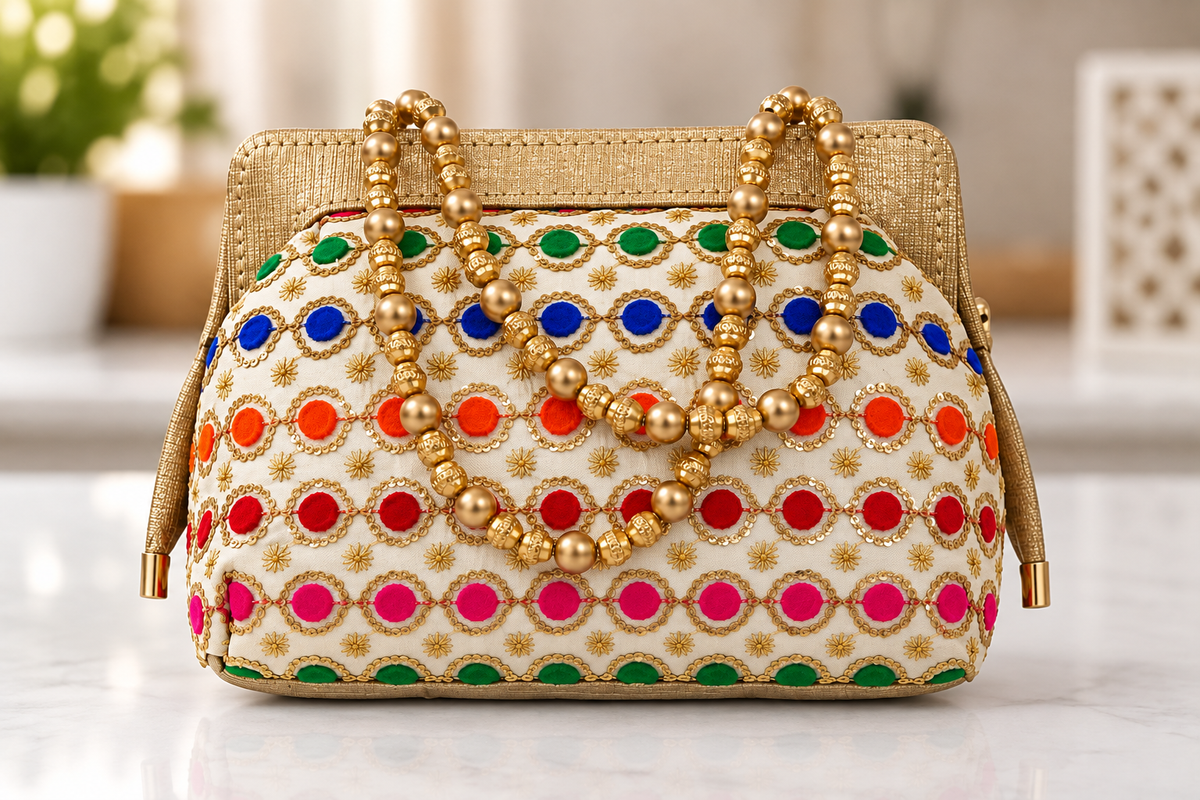 Floral Beaded Handbag - Multicolour Mirror