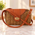 Woven Crossbody Bag - Gold Lock