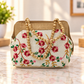 Floral Beaded Handbag - Red Floral Embroidery