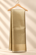 Olive Gold Banarasi Brocade Silk Saree with Red Zari Border