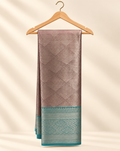 Mauve Banarasi Silk Saree with Teal Zari Border