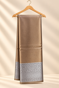 Bronze Tissue Silk Saree with Silver Zari Border