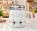 White star ceramic mug with chrome lid