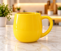 Bright yellow glossy ceramic mug