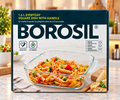 Borosil 1.6L everyday square glass dish with handle