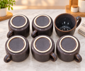 Dark brown glazed ceramic mug set of 6