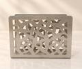 Stainless steel laser-cut geometric napkin holder brushed satin finish