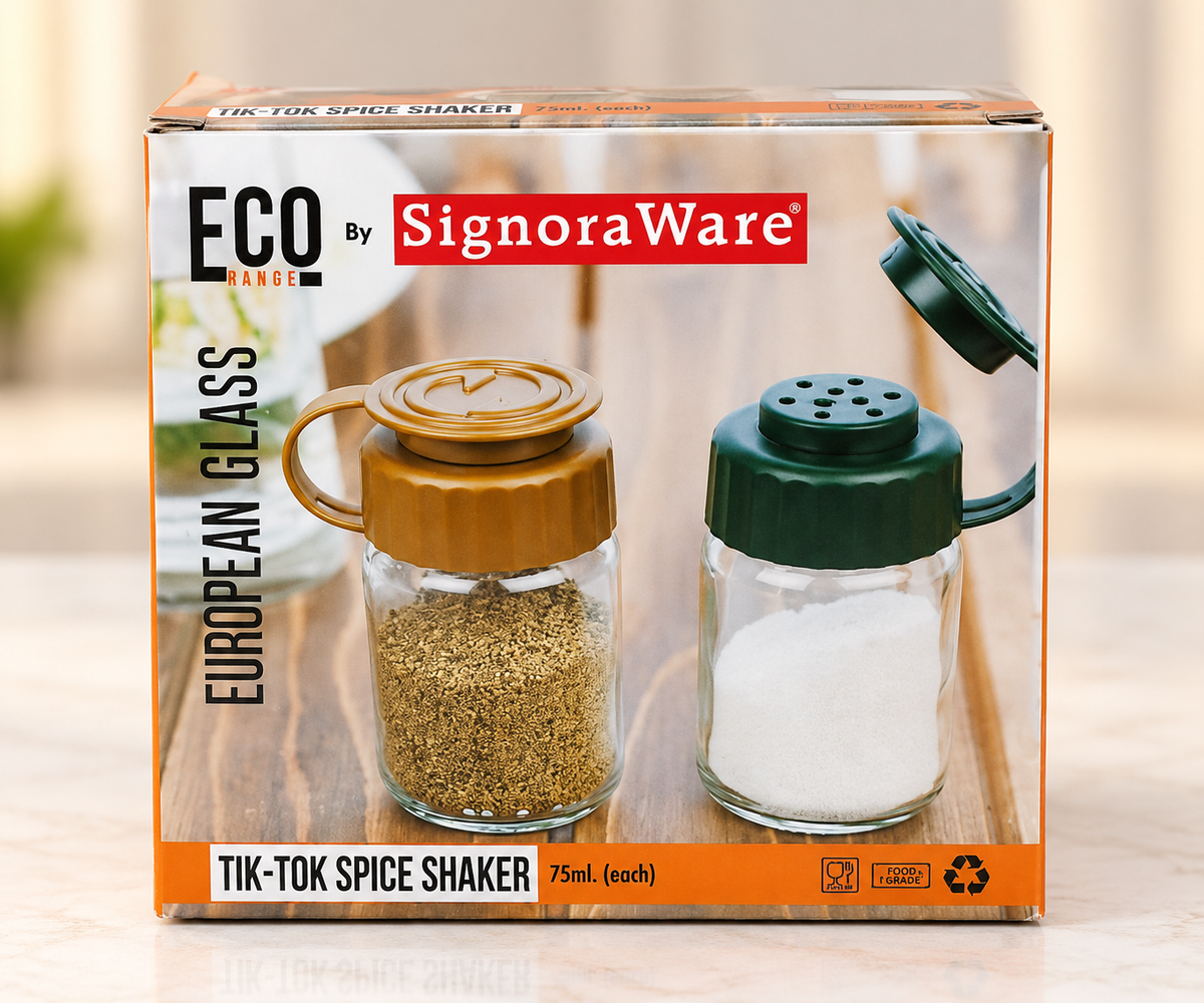 SignoraWare Eco Range Tik-Tok glass spice shaker set of 2 75ml
