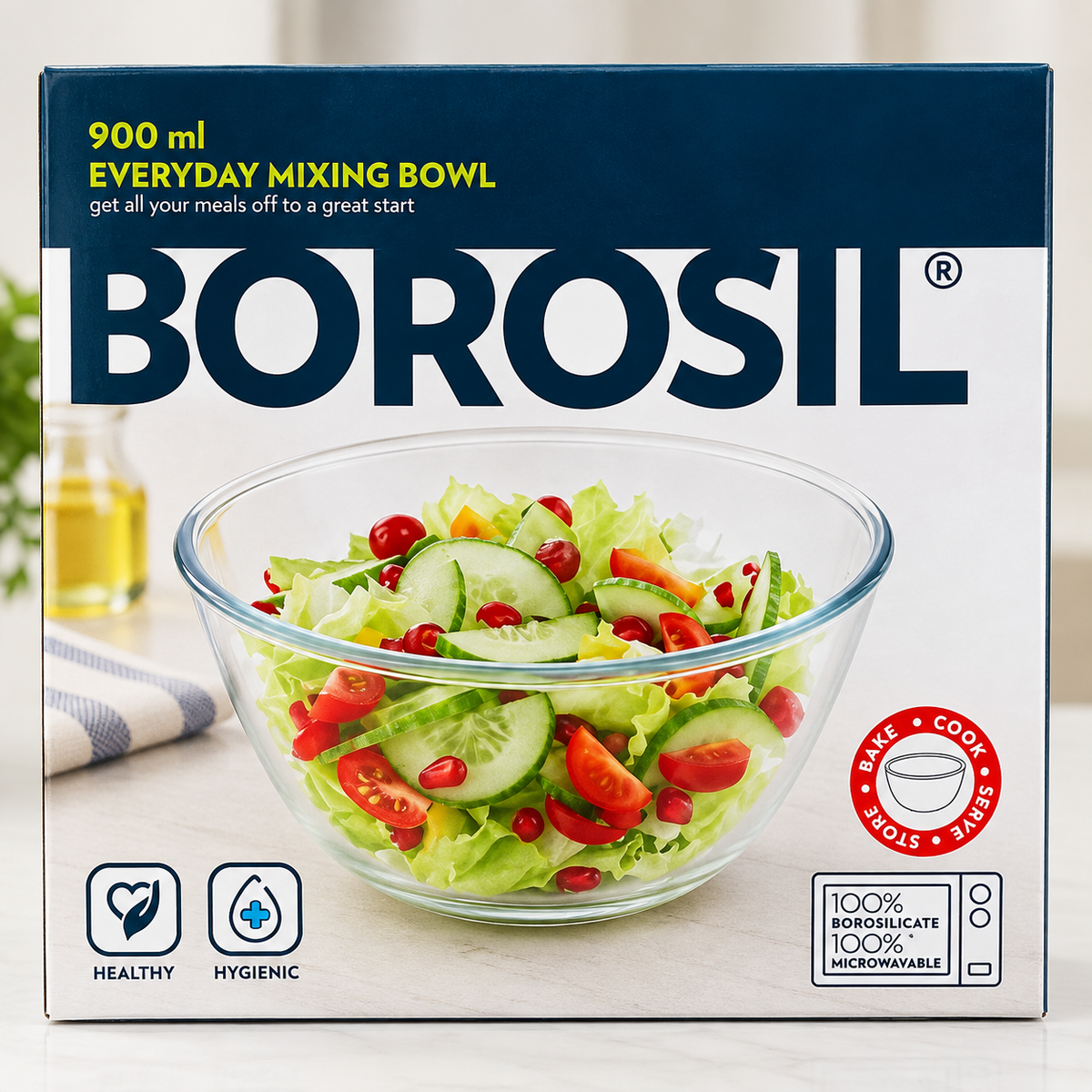Borosil 900ml everyday microwavable glass mixing bowl