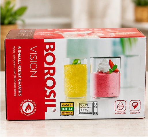 Borosil Vision small shot glasses set of 6 borosilicate microwavable