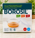 Borosil 240ml round microwavable glass lunch box leak resistant airtight