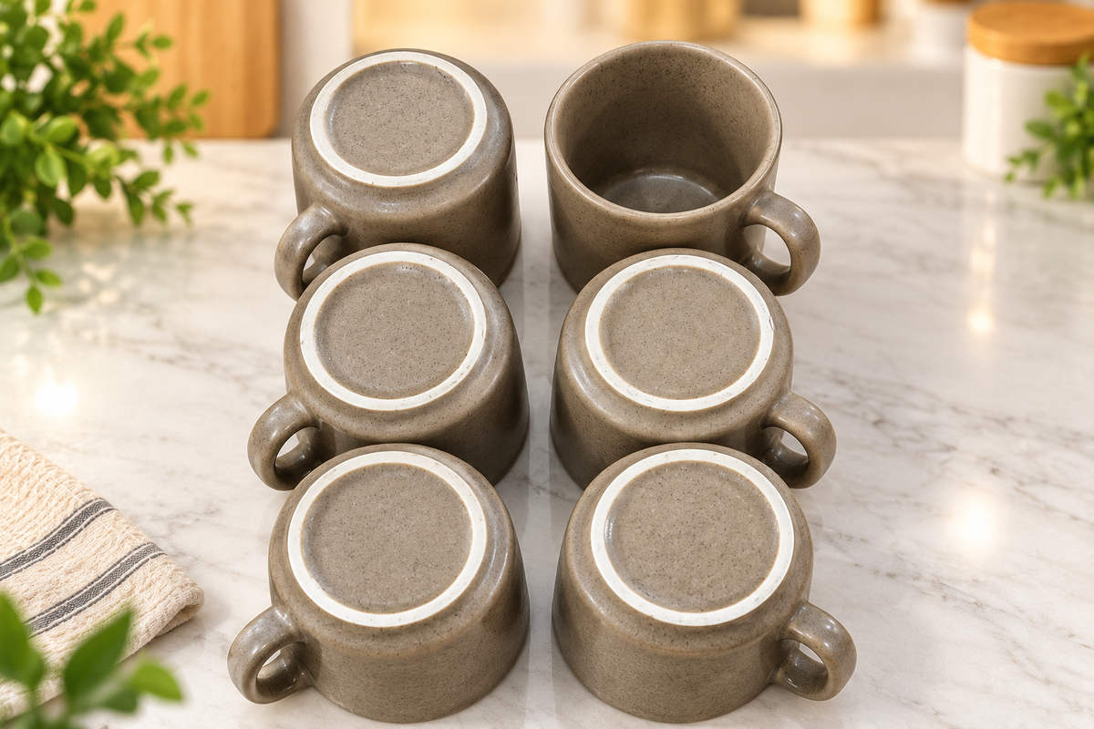 Grey stoneware mug set of 6