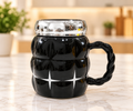 Black star ceramic mug with chrome lid