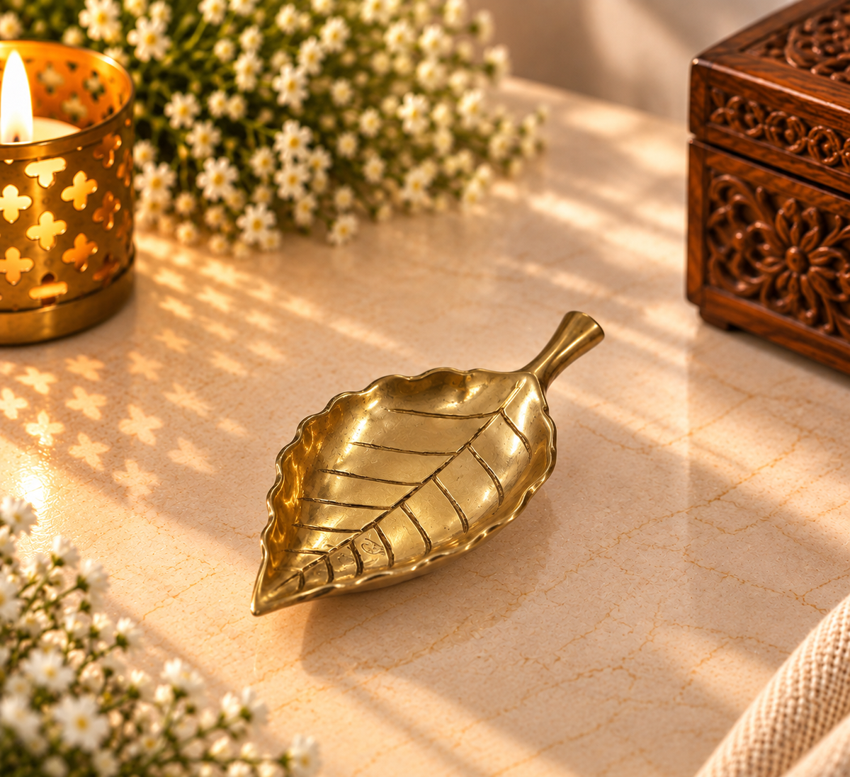 Brass Leaf Tray - Smooth Polished Finish