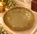 Brass Scalloped Pooja Thali - Flat