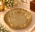 Brass Scalloped Pooja Thali - Medium