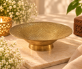 Brass Footed Bowl with Geometric Engraving