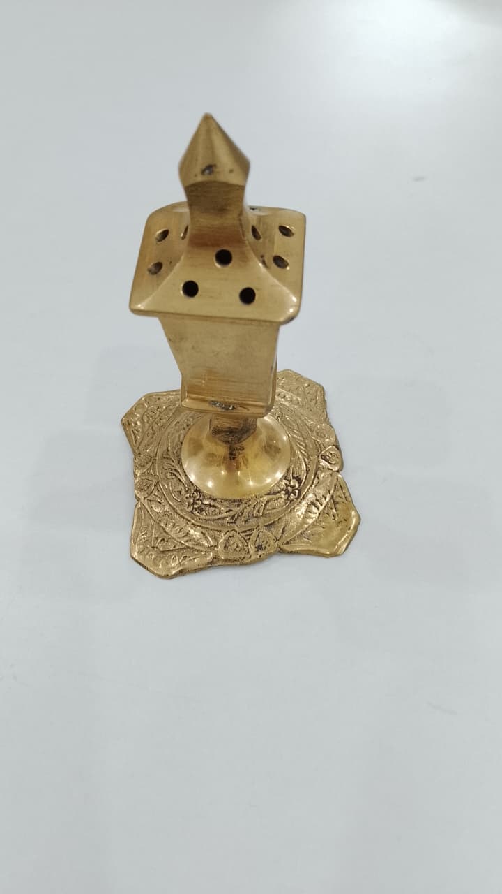 Brass Incense Holder with Engraved Base