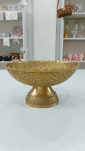 Brass Basket with Handle - paisley engraving