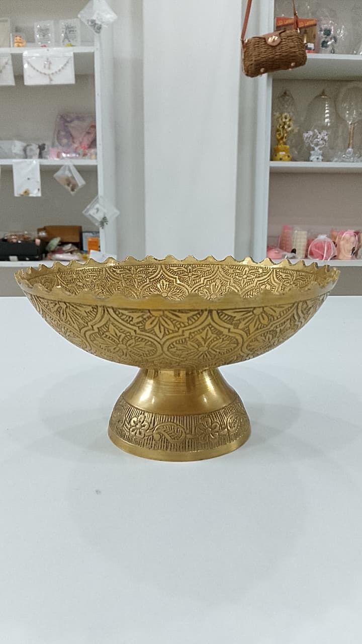 Brass Basket with Handle - paisley engraving