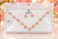 Rose Gold Pink Green Crystal Butterfly Floral Bracelet