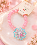 Kids Hello Kitty Floral Charm Pink Beaded Bracelet