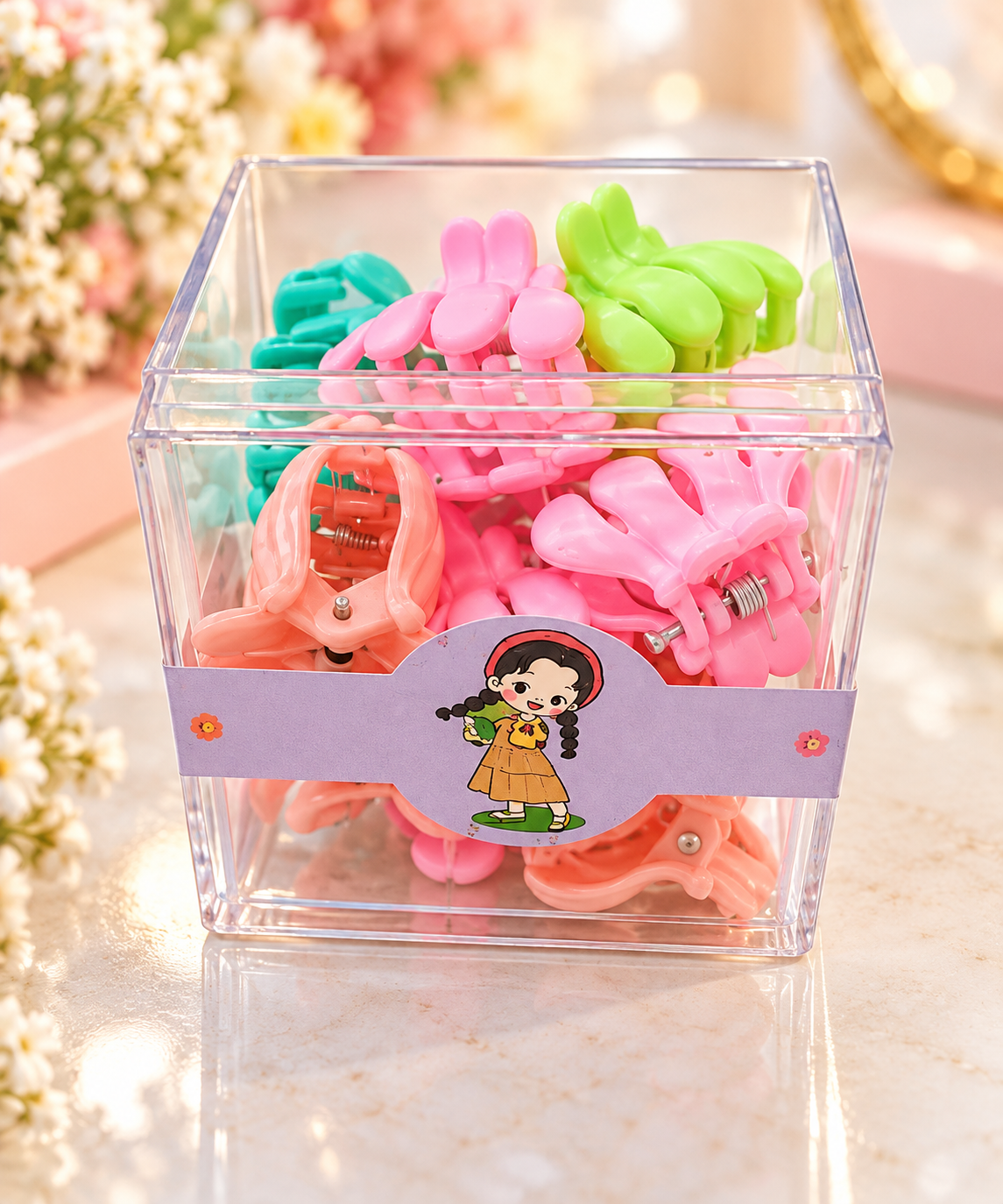 Kids Pastel Mini Butterfly Hair Claw Clips Set Box