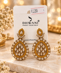 Gold Pearl Meenakari Jhumka Earrings with Pearl Drops