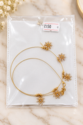 Gold Floral CZ Wire Bracelet Snowflake Charms