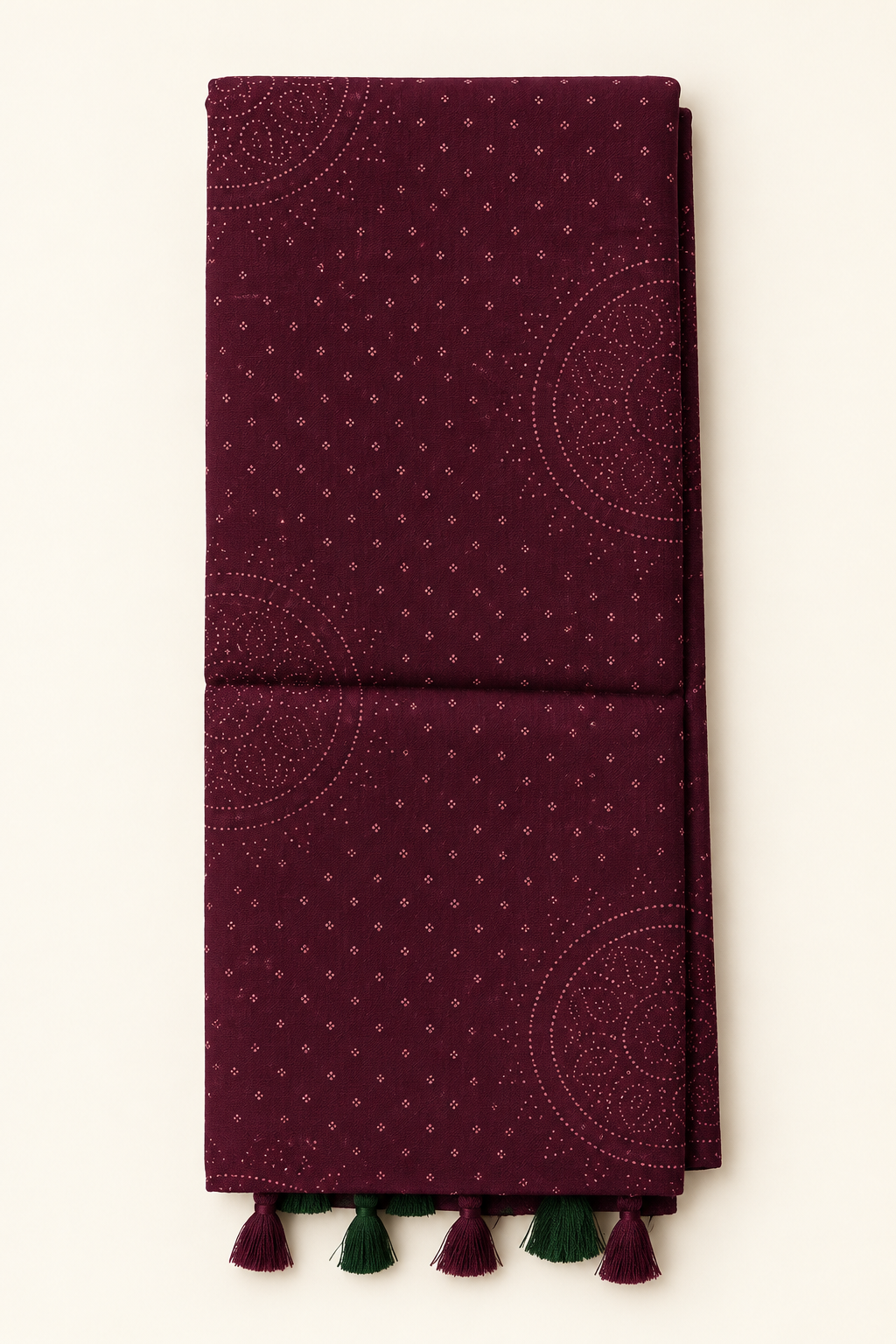 Maroon Bandhani Kashmiri Cotton Saree - Detail View