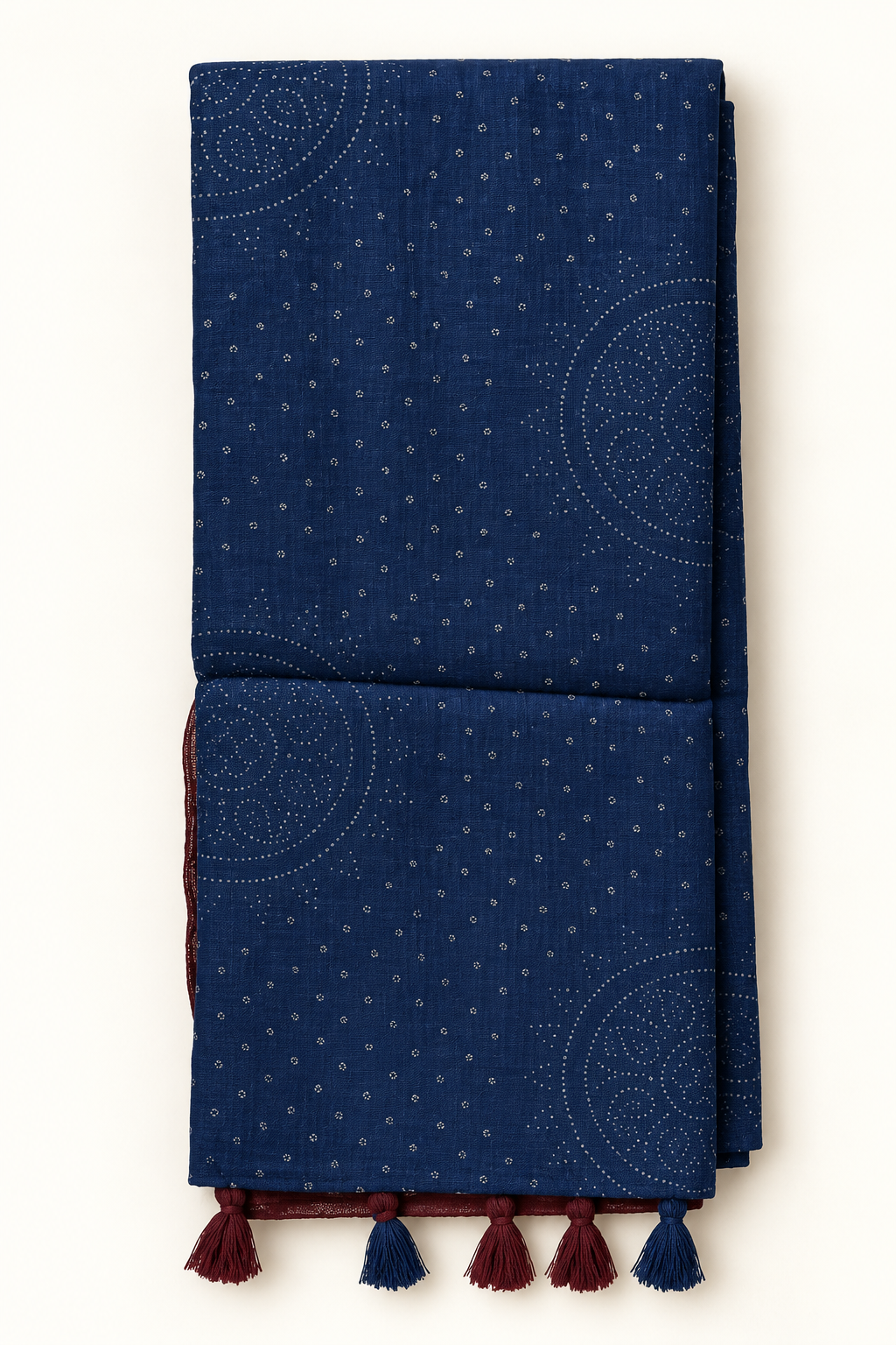 Navy Blue Bandhani Kashmiri Cotton Saree