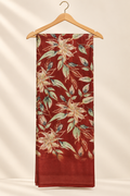 Royal Blue Botanical Floral Print Saree with Self-Tone Border