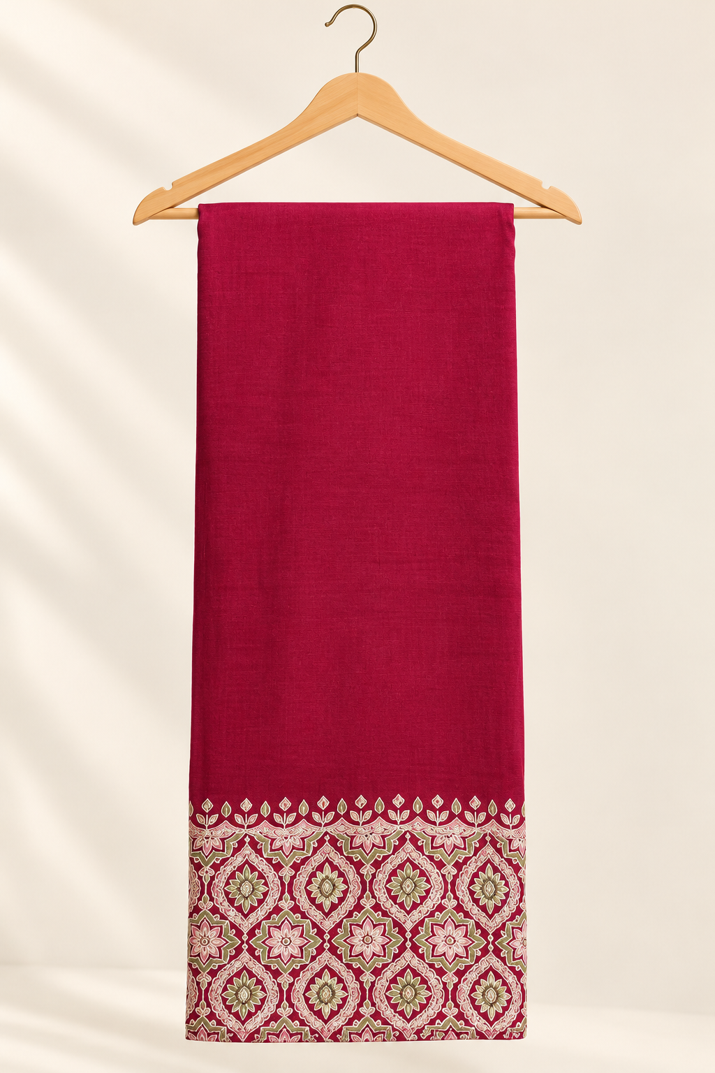 Olive Green Hibiscus Floral Print Saree with Green Zari Border