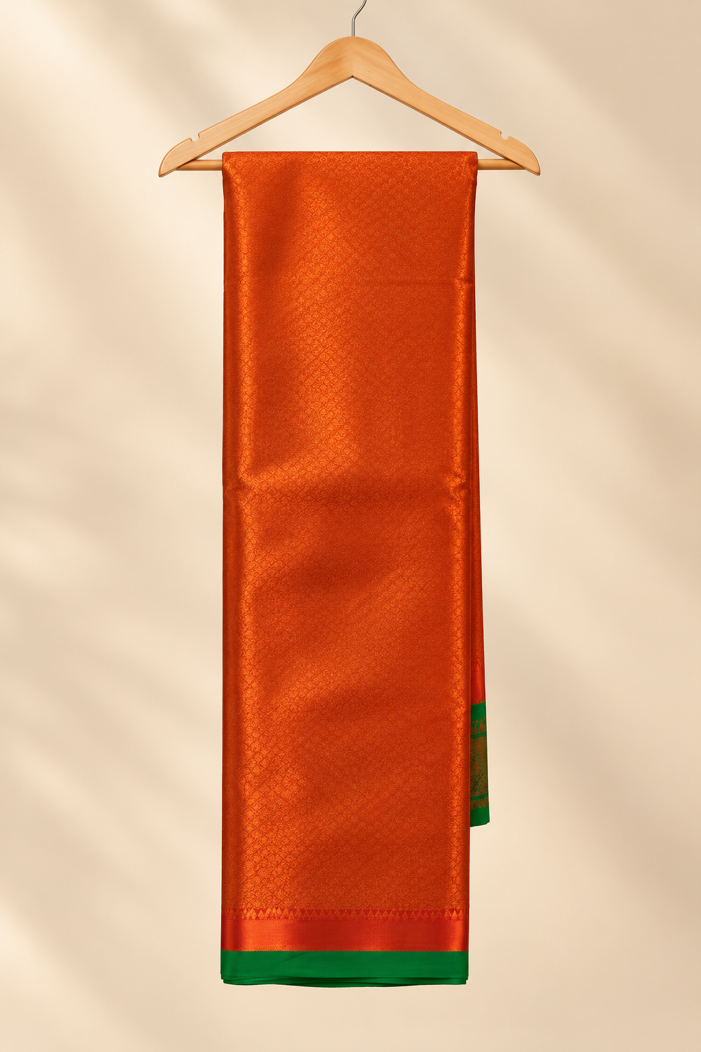 Burnt Orange Kanjivaram Pure Silk Saree - Front View