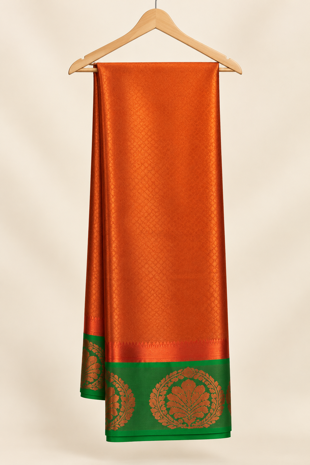 Burnt Orange Kanjivaram Pure Silk Saree - Border Detail