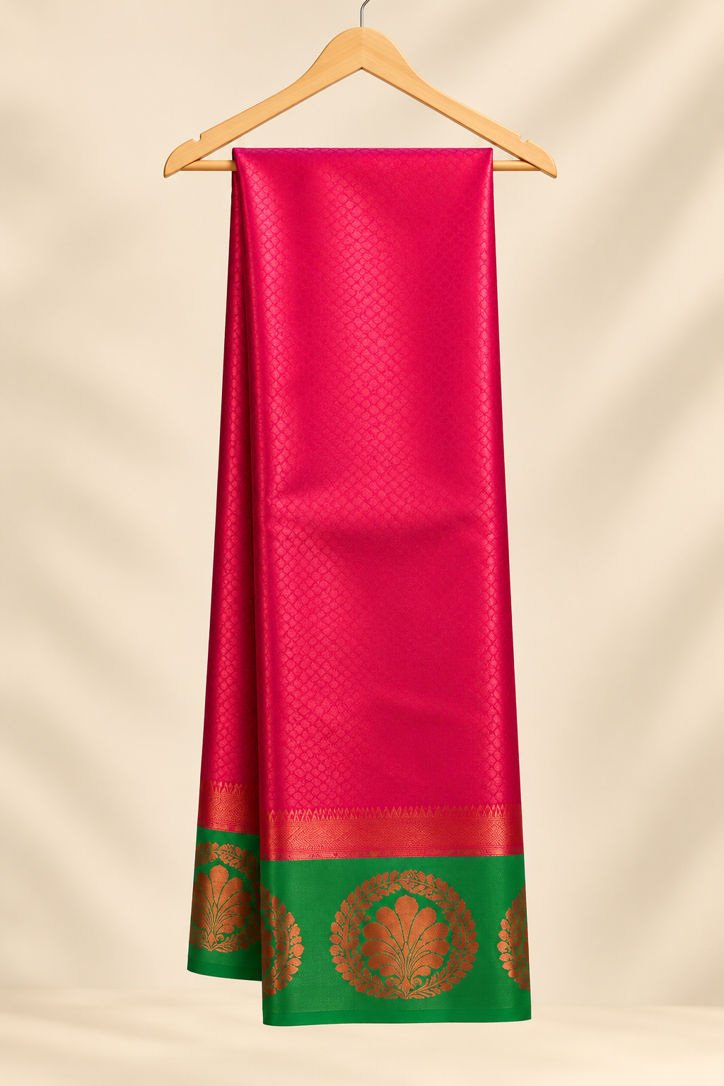 Hot Pink Kanjivaram Pure Silk Saree - Border Detail