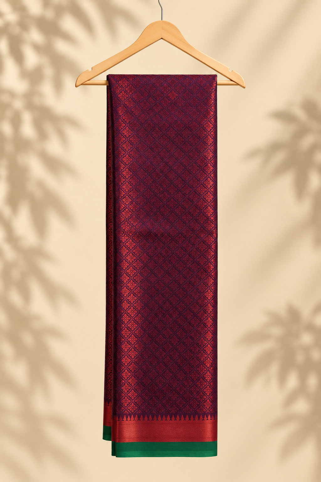 Deep Maroon Kanjivaram Pure Silk Saree - Front View