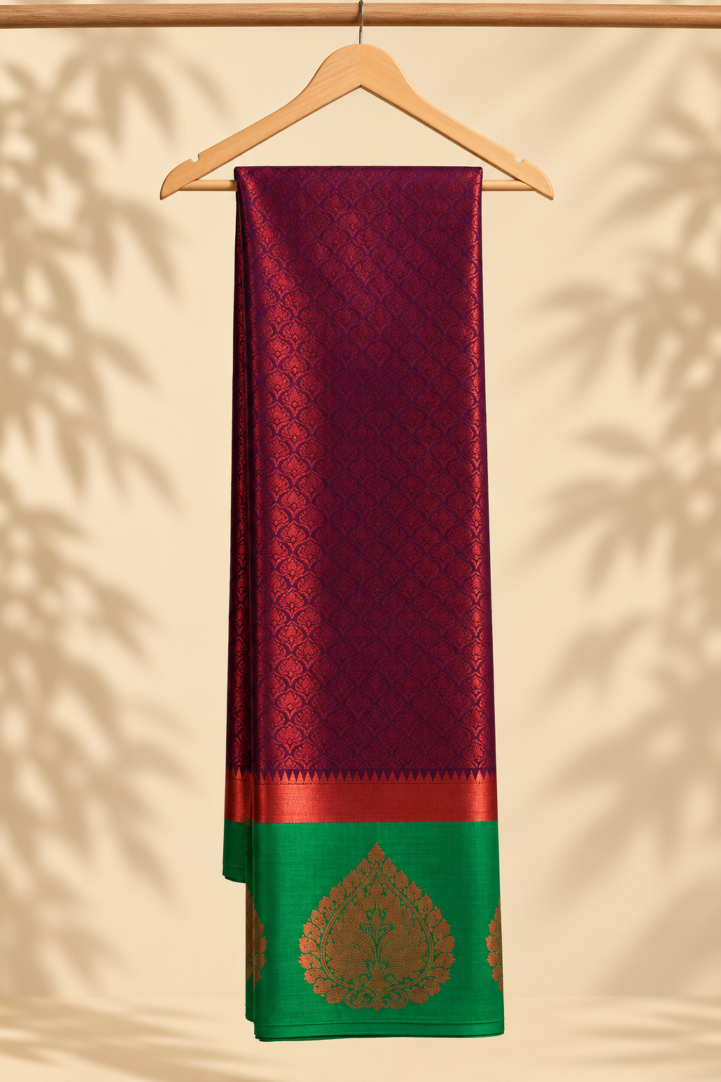 Deep Maroon Kanjivaram Pure Silk Saree - Border Detail