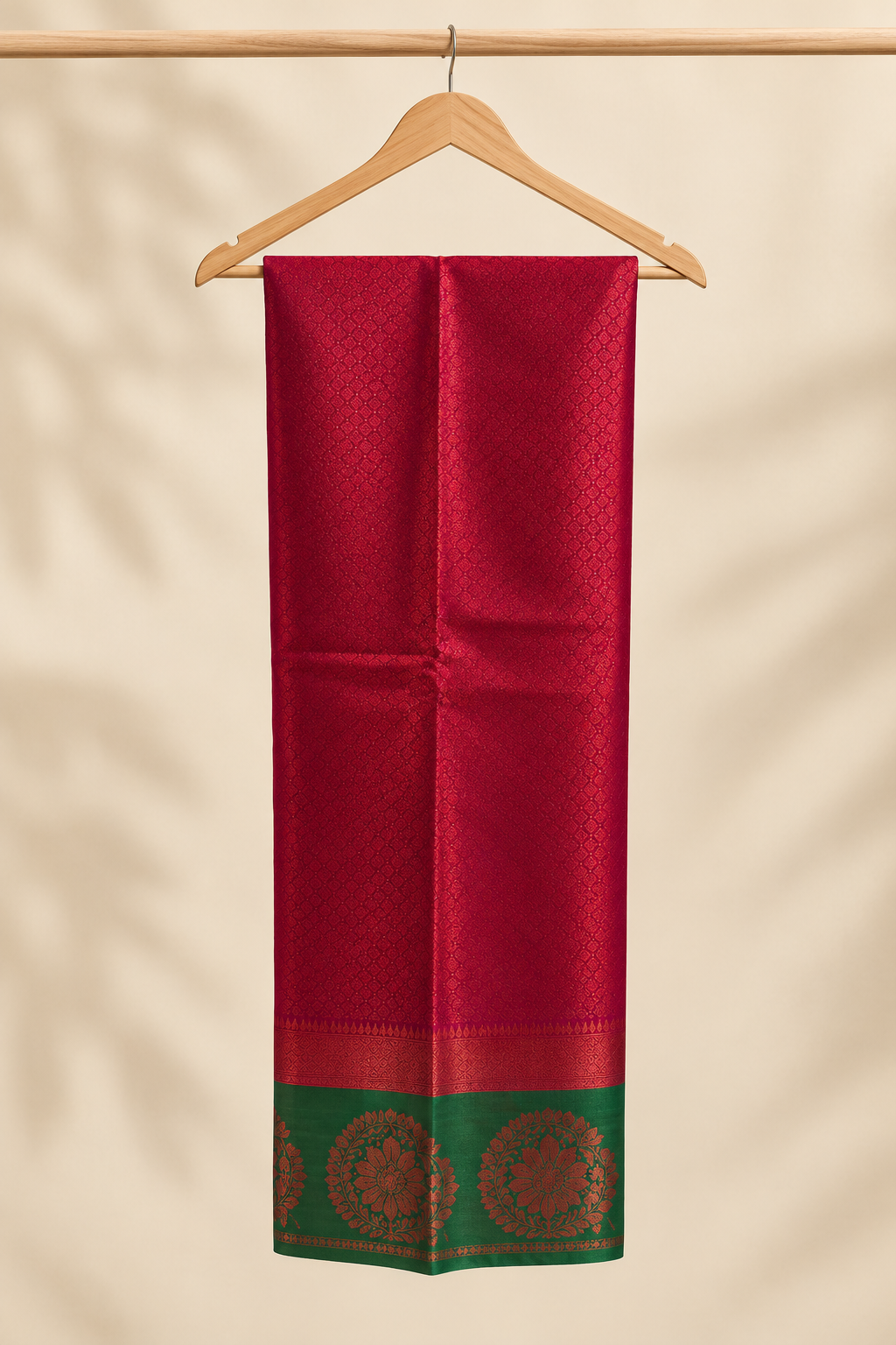 Crimson Red Kanjivaram Pure Silk Saree - Front View