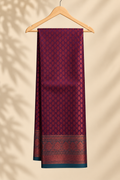 Deep Wine Kanjivaram Pure Silk Saree with Teal Border