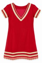 Red Gold Lace V-Neck Georgette Kurta Folded View