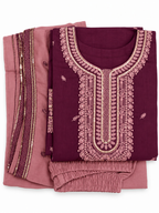 Lavender Gold Zardozi Embroidered Kurta Neckline Detail