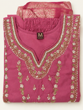 Purple Gold Mirror Work Floral Embroidered Kurta