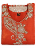 Red Gold V-Neck Chiffon Kurta Top