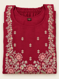 Crimson Floral Embroidered Kurta Front View
