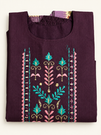 Purple Teal Pink Floral Embroidered Salwar Kameez Set with Dupatta